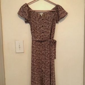 Bohemian Floral Midi Dress with Slit